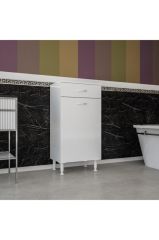 MDF Banyo Kirli Çamaşır Sepetli Çekmeceli Dolap