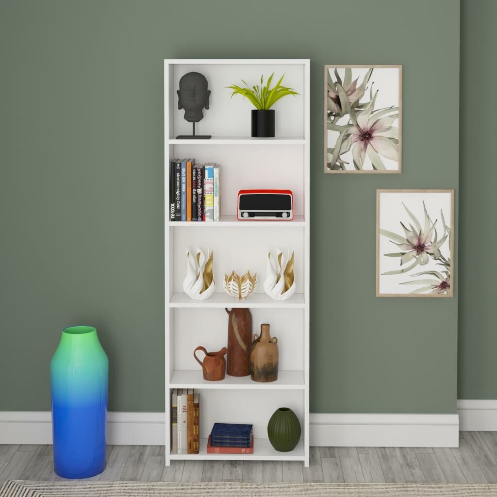 EraHome 5 Raflı Kitaplık Beyaz
