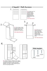 Beyaz 4 Sepetli Çok Amaçlı Mutfak Banyo Dolabı
