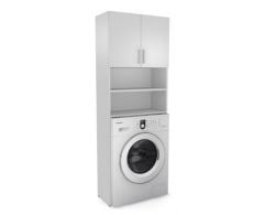 Banyo Çamaşır Makinesi Dolabı Üst 2 Kapaklı Dolap