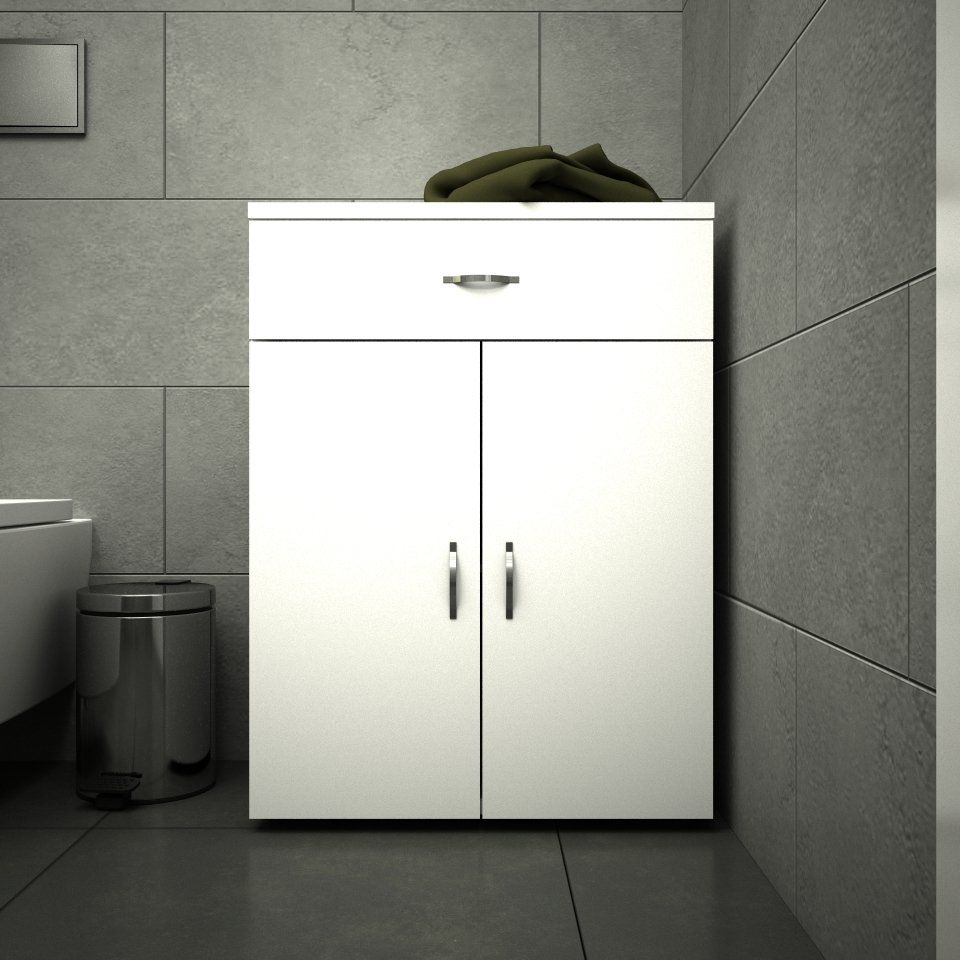 MDF Çok Amaçlı Çekmeceli Banyo Dolabı Beyaz