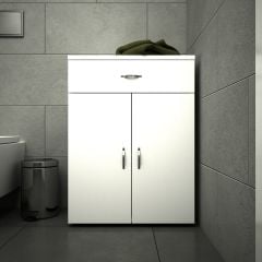 MDF Çok Amaçlı Çekmeceli Banyo Dolabı Beyaz