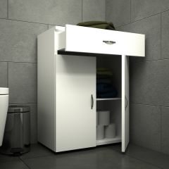 MDF Çok Amaçlı Çekmeceli Banyo Dolabı Beyaz