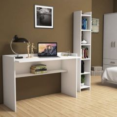 Sıla Beyaz Çalışma Masası Kitaplıklı 118 cm