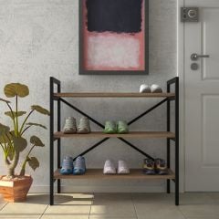 EraHome 3 Raflı Metal Ayakkabılık Ceviz