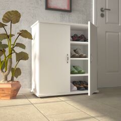 EraHome Ayakkabılık 3 Raflı 4 Bölmeli Cordoba Beyaz