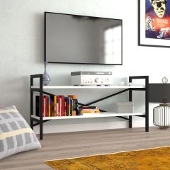 2 Raflı Metal TV Ünitesi Beyaz