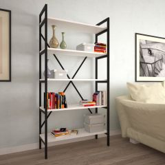EraHome 5 Raflı Metal Kitaplık 90x180x35 Beyaz