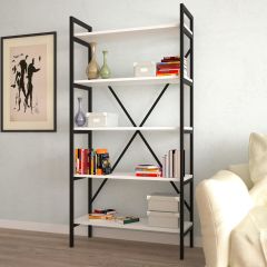 EraHome 5 Raflı Metal Kitaplık 90x180x35 Beyaz