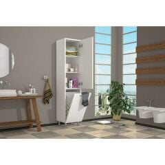 MDF Çamaşır Sepetli Banyo Kirli Dolabı