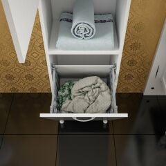 MDF Çamaşır Sepetli Banyo Kirli Dolabı